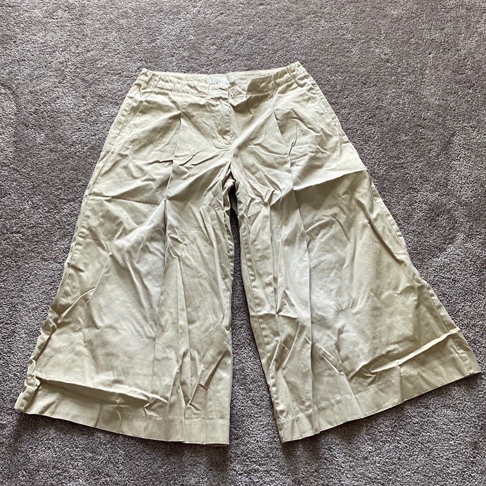 Michael Kors Wide Leg Cropped Pants Beige Casual Chic SIZE 6
